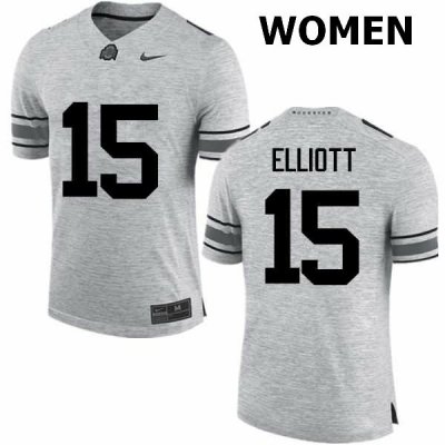 NCAA Ohio State Buckeyes Women's #15 Ezekiel Elliott Gray Nike Football College Jersey JLI8445RA